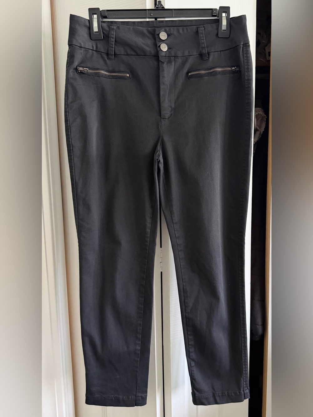 Tinsel Black Stretch Chino Pants with Zip Pocket Detail